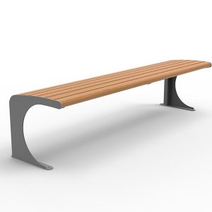 Banc public acier et bois assise courbee