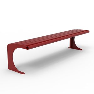 banc acier assise courbee rouge