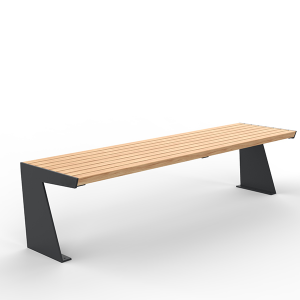 Banc public acier et bois pieds triangulaires option accoudoirs