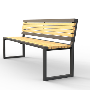 banc public acier et bois design minimaliste à dossier droit