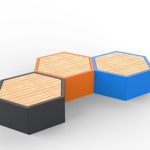 banc-public-modulaire-acier-et-bois-assise-hexagonale