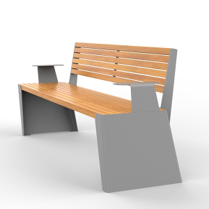 Banc public acier et bois avec option accoudoirs