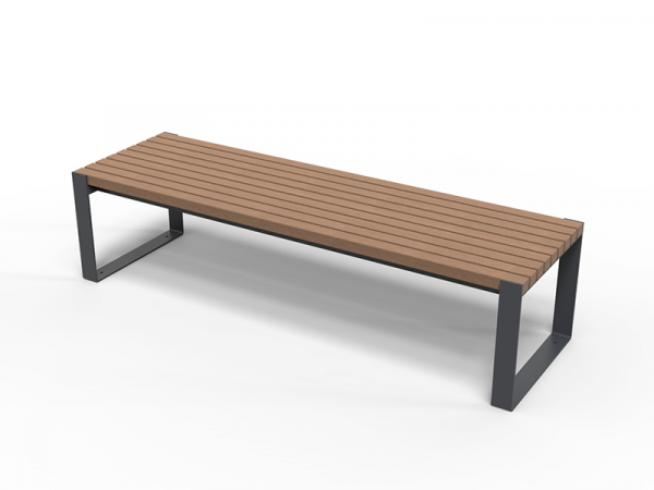Banc public design minimaliste acier et bois option accoudoirs – Image 4