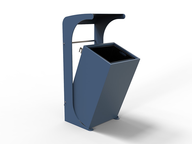 Poubelle urbaine acier avec toit arrondi et conteneur inclinable – Image 2