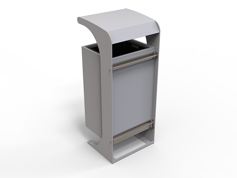 Poubelle urbaine acier avec toit arrondi et conteneur inclinable – Image 3