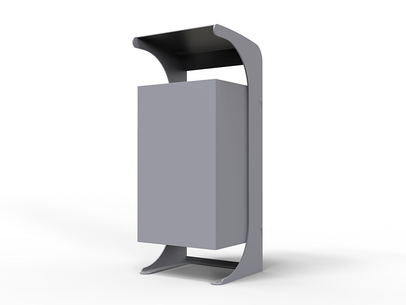 Poubelle urbaine acier avec toit arrondi et conteneur inclinable – Image 5