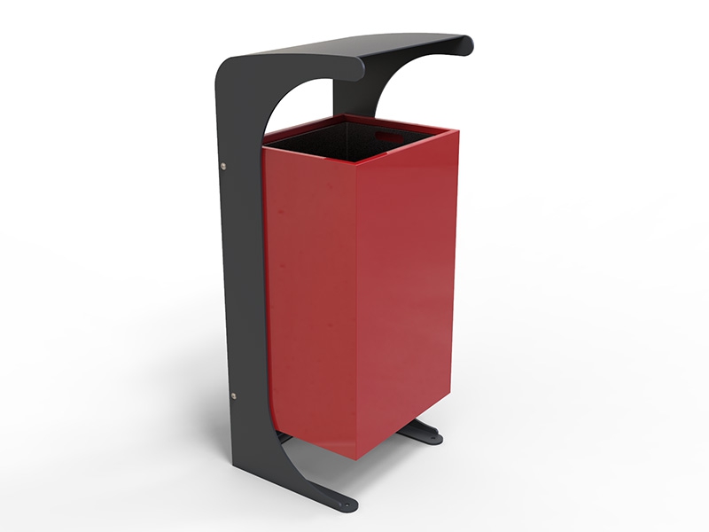 Poubelle urbaine acier avec toit arrondi et conteneur inclinable – Image 6