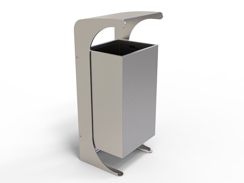 Poubelle urbaine acier avec toit arrondi et conteneur inclinable – Image 7