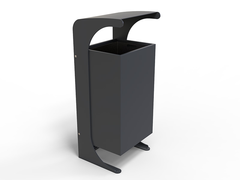 Poubelle urbaine acier avec toit arrondi et conteneur inclinable – Image 8