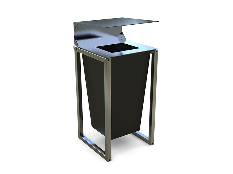 Poubelle urbaine acier avec toit relevable – Image 2