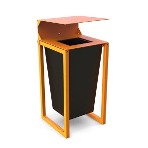 poubelle-urbaine-acier-toit-toit relevable-mobilier-urbain-metal