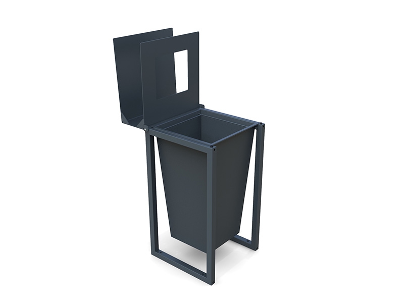 Poubelle urbaine acier avec toit relevable – Image 5