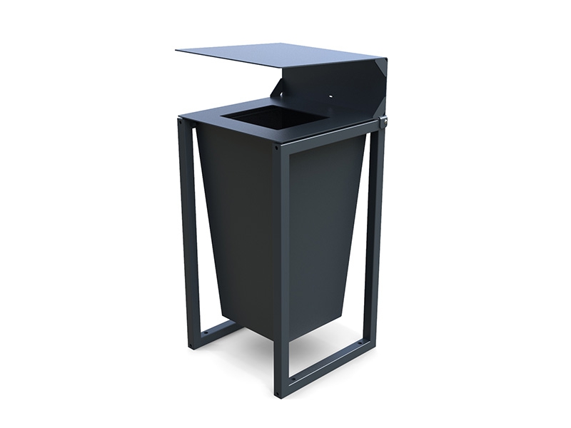 Poubelle urbaine acier avec toit relevable – Image 6