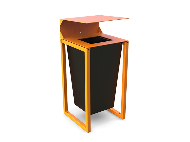 poubelle-urbaine-acier-toit-toit relevable-mobilier-urbain-metal