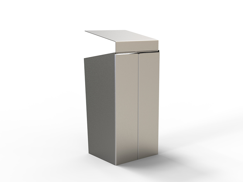 Poubelle urbaine carrée acier et bois avec toit relevable – Image 5