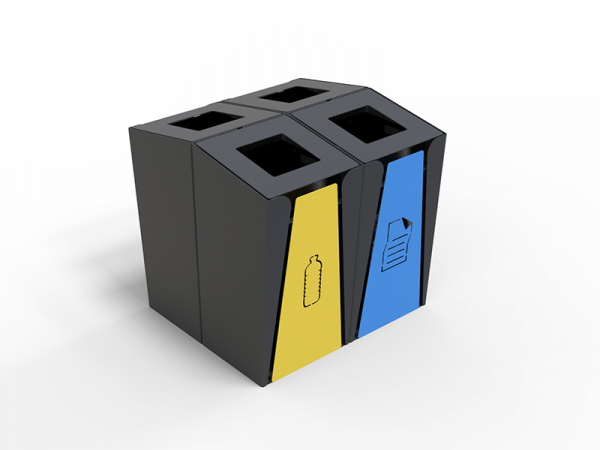 Poubelle urbaine modulaire de tri sélectif acier – Image 5