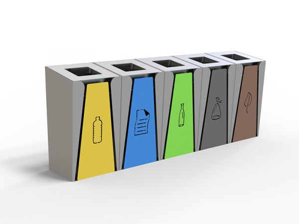 Poubelle urbaine modulaire de tri sélectif acier – Image 7
