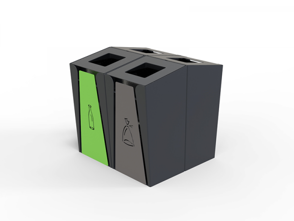 Poubelle urbaine modulaire de tri sélectif acier – Image 2